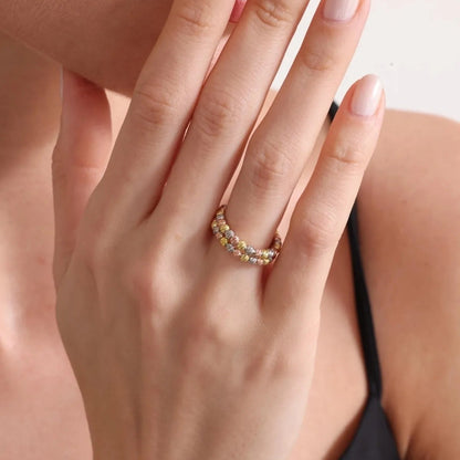 925 Ayar Gümüş Rose Ayarlanabilir 2 Sıra Dorika Yüzük