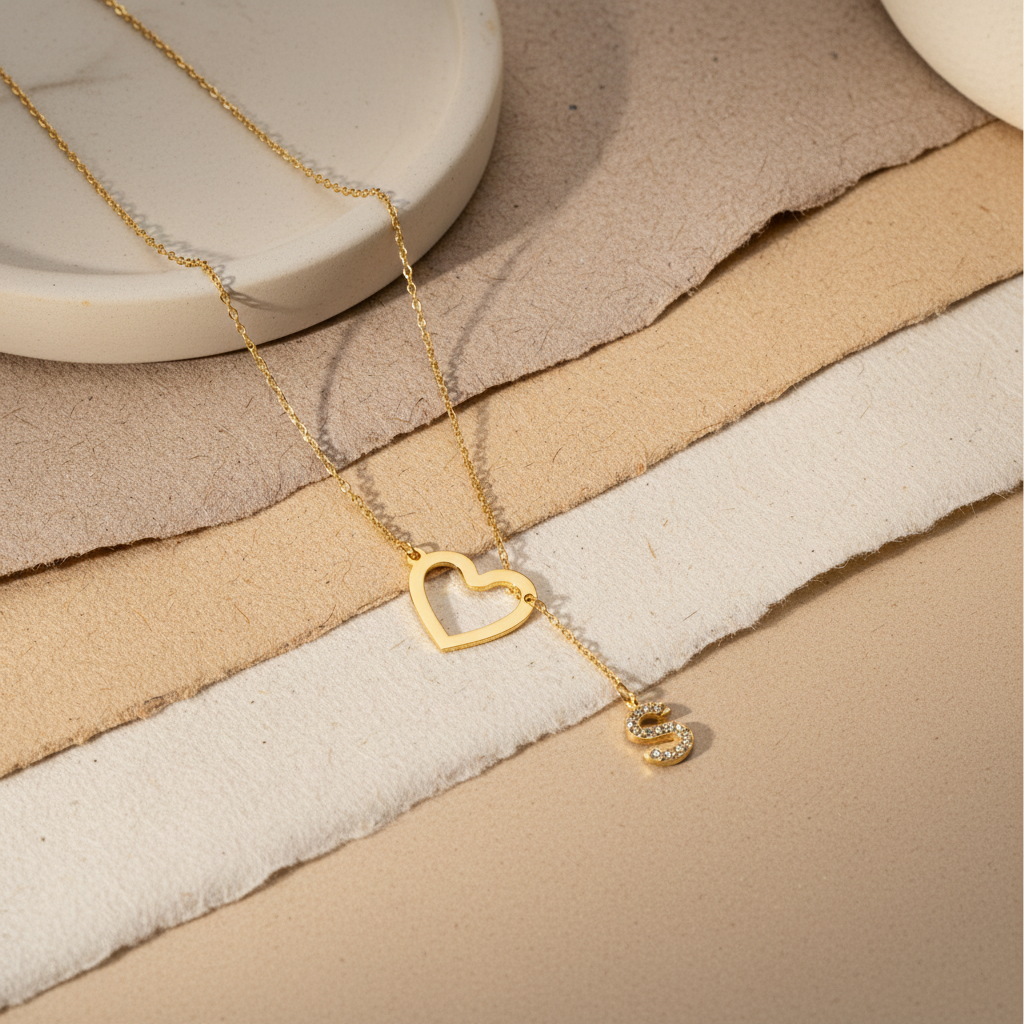 Heart Letter Necklace - 925 Sterling Silver