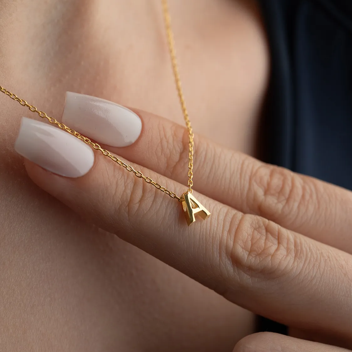 Minimal Letter Necklace - 925 Sterling Silver