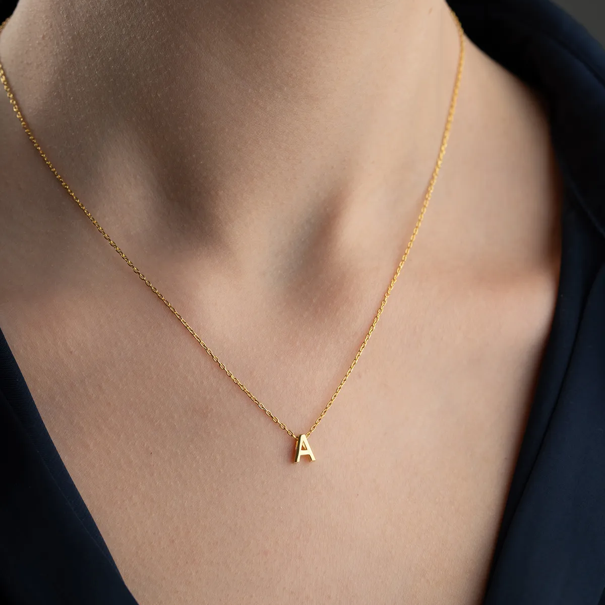 Minimal Letter Necklace - 925 Sterling Silver