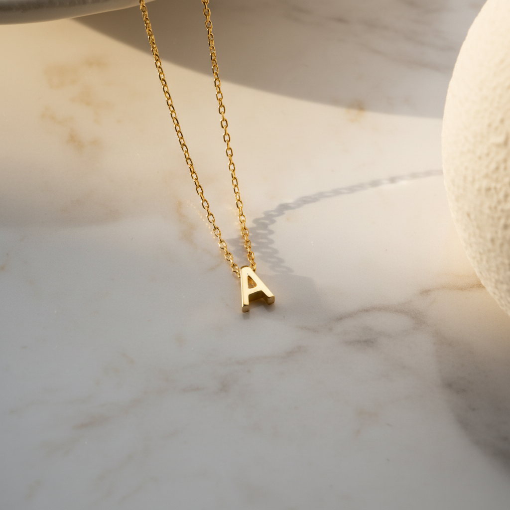 Minimal Letter Necklace - 925 Sterling Silver