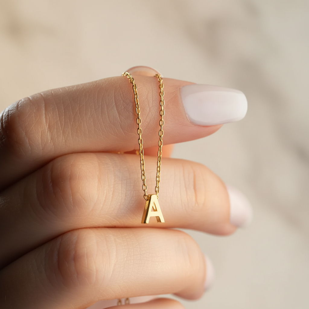 Minimal Letter Necklace - 925 Sterling Silver