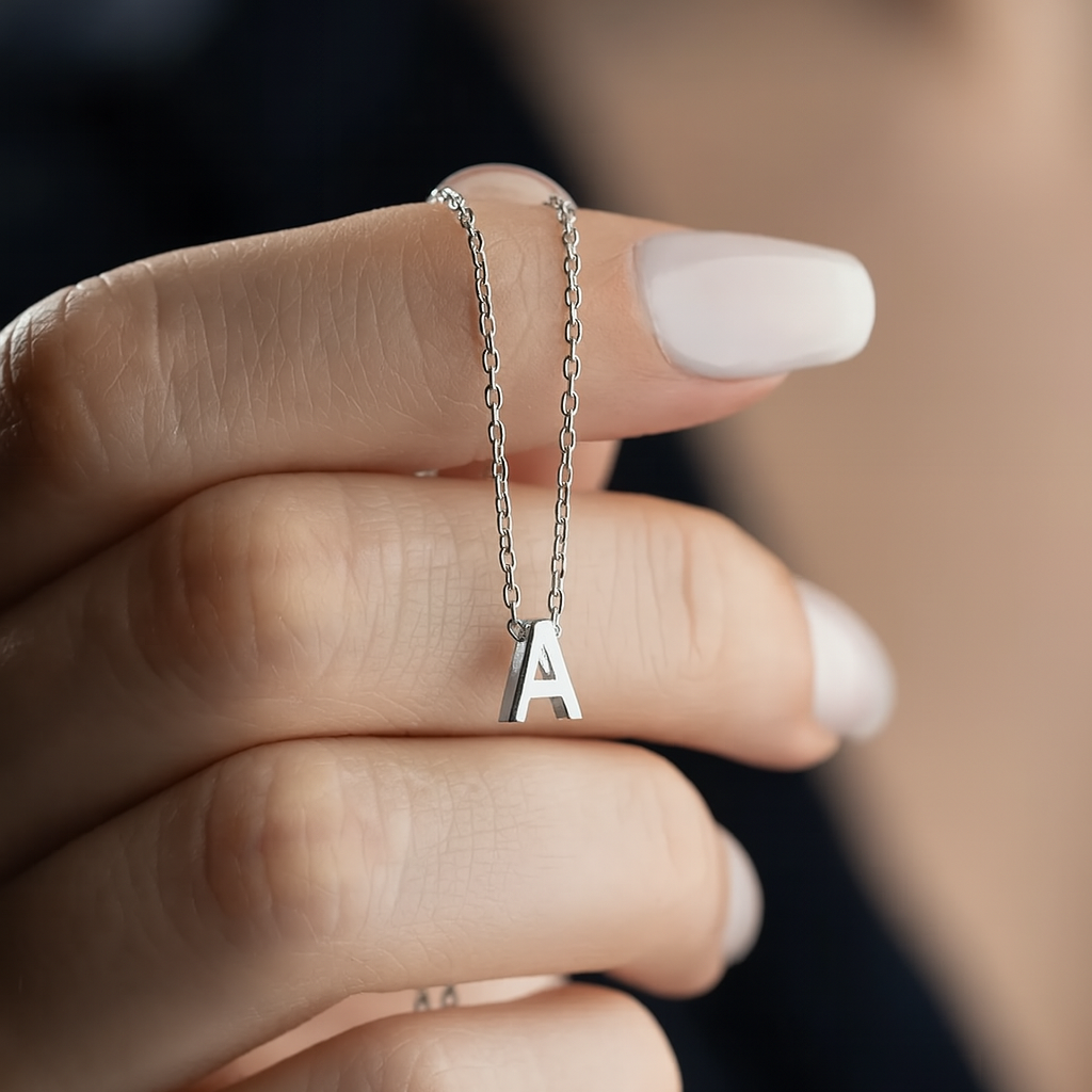 Minimal Letter Necklace - 925 Sterling Silver