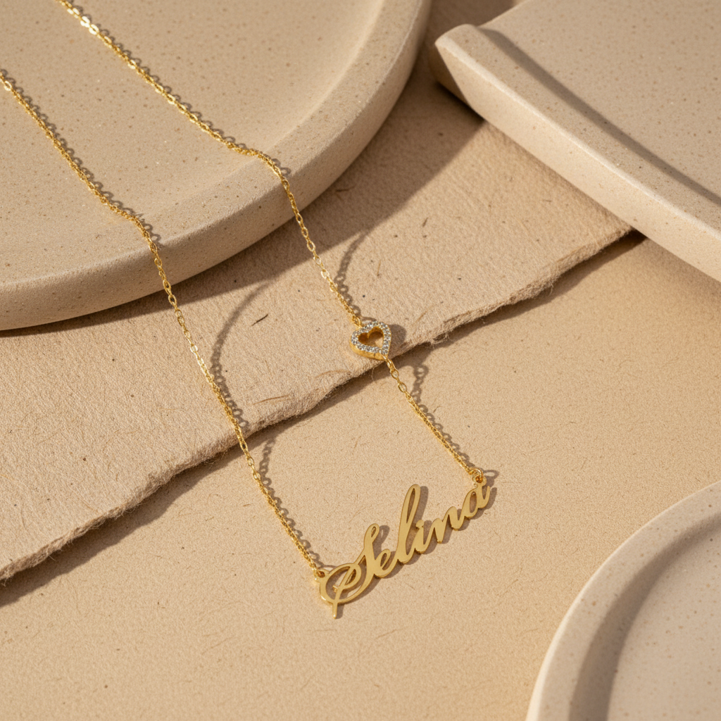 HEART NAME NECKLACE - 925 SET SILVER