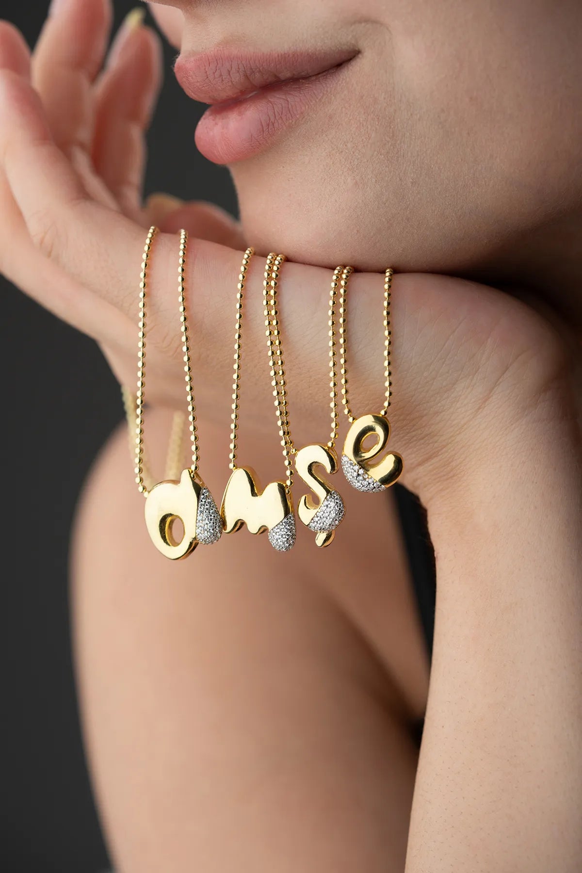  925 Sterling Silver Letter Necklace with Stones