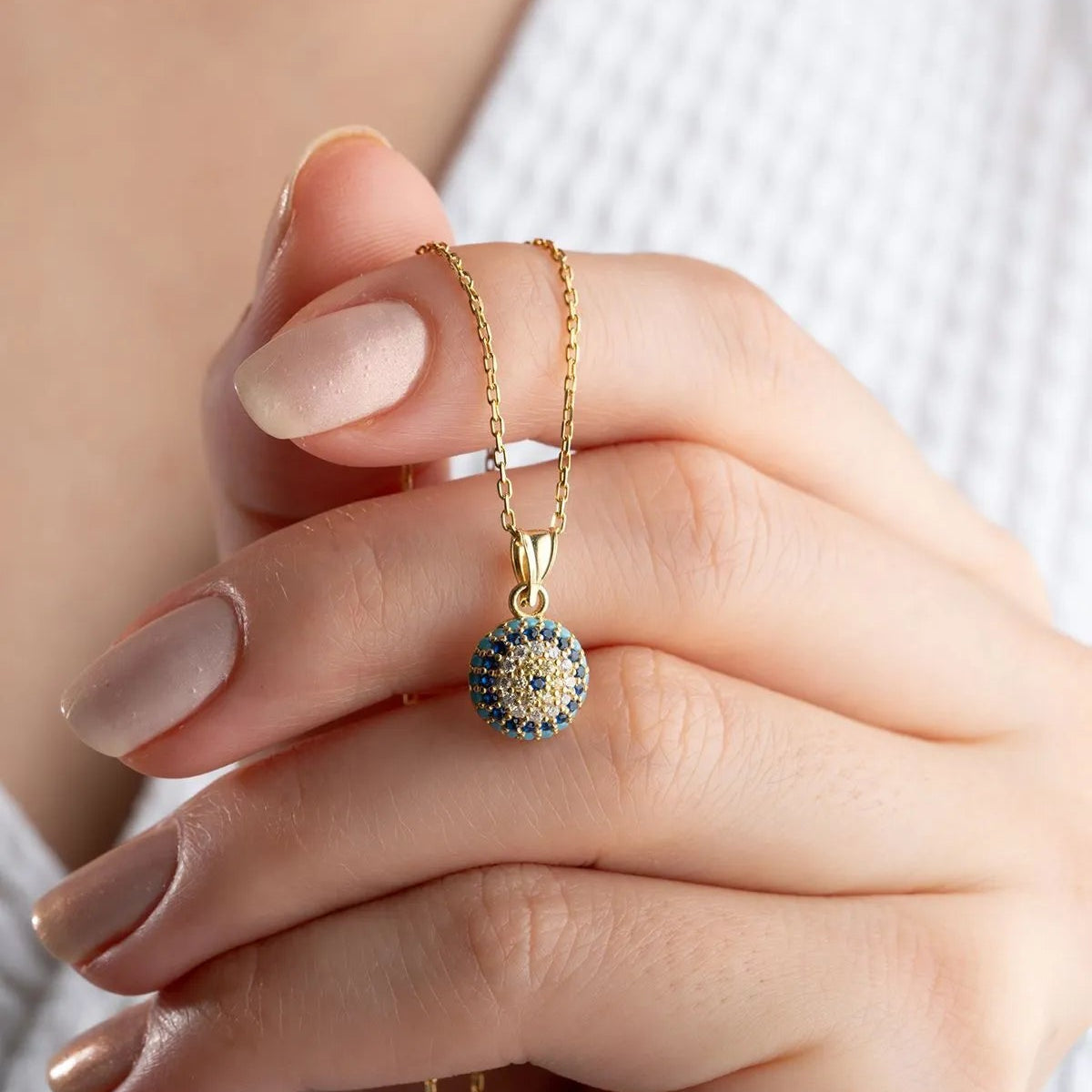 925 Sterling Silver Gold Plated Evil Eye Necklace