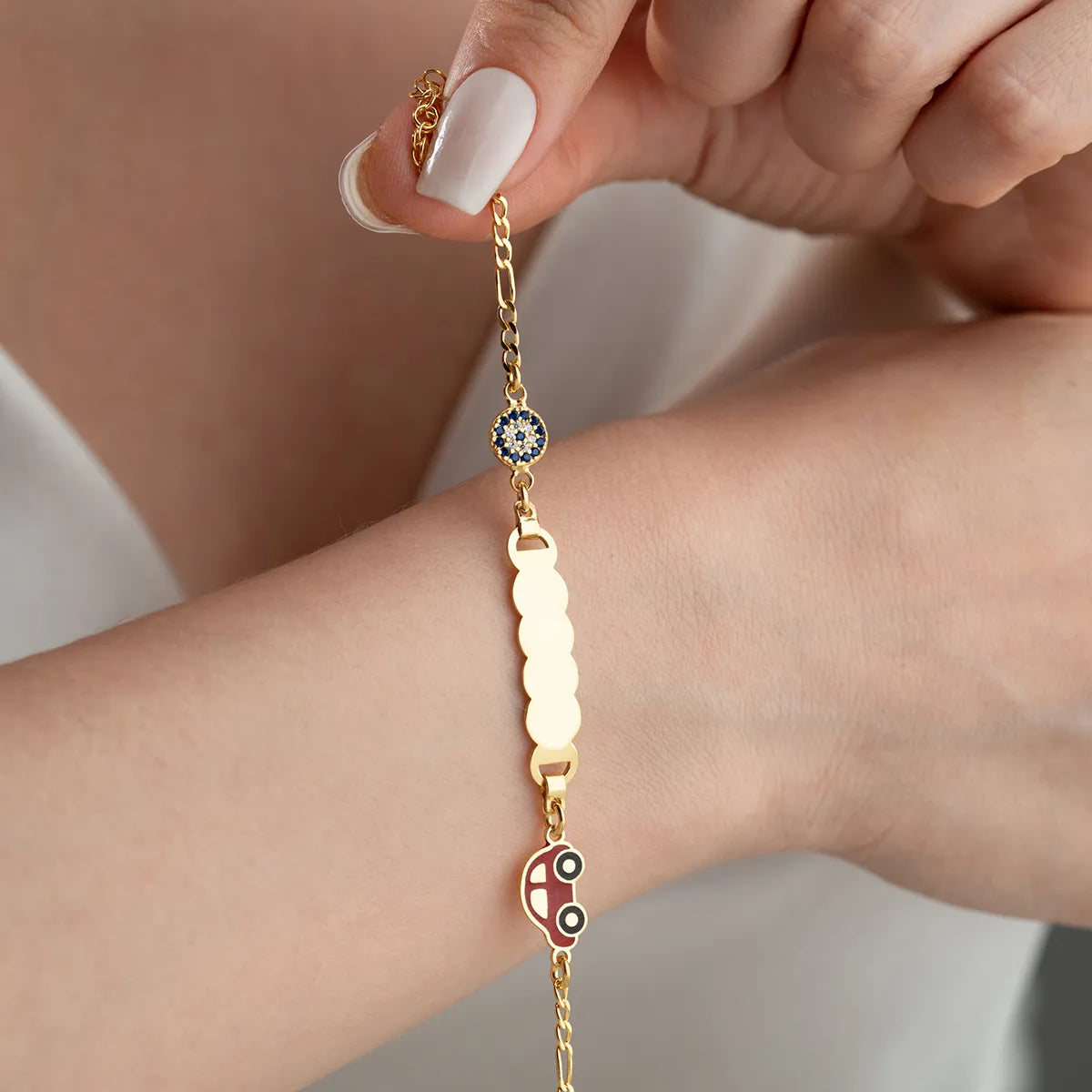 925 sterling silver car figure children's bracelet