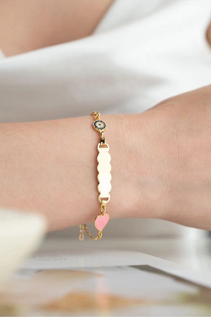 925 Ayar Gümüş İsimli Kalp Figürlü Çocuk Bileklik