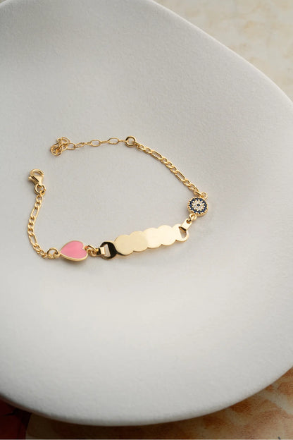 925 Ayar Gümüş İsimli Kalp Figürlü Çocuk Bileklik