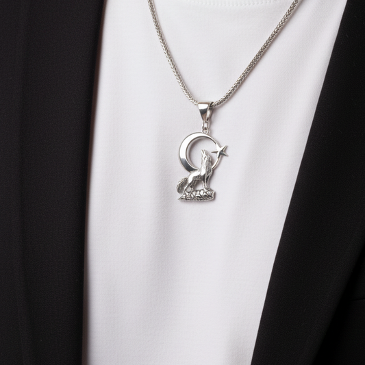 925 Sterling Silver Bozkurt Men's Necklace -2