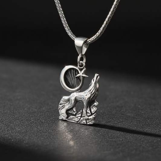 925 Sterling Silver Men's Necklace with Bozkurt Motif