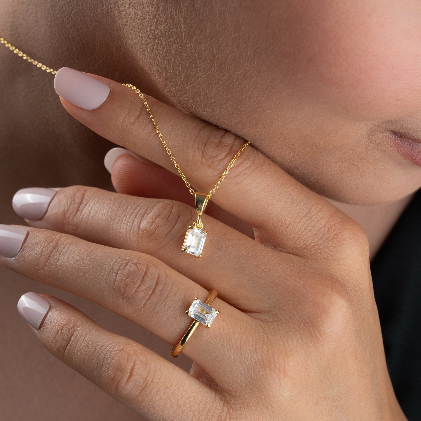 Lumière Parure Baguette | Argent 925 Plaqué Or