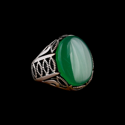 Grüner Achat Stein Silber Männer Ring