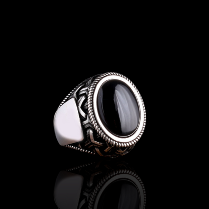 Onyx Stone Silver Men's Ring