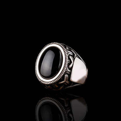 Onyx Stone Silver Men's Ring