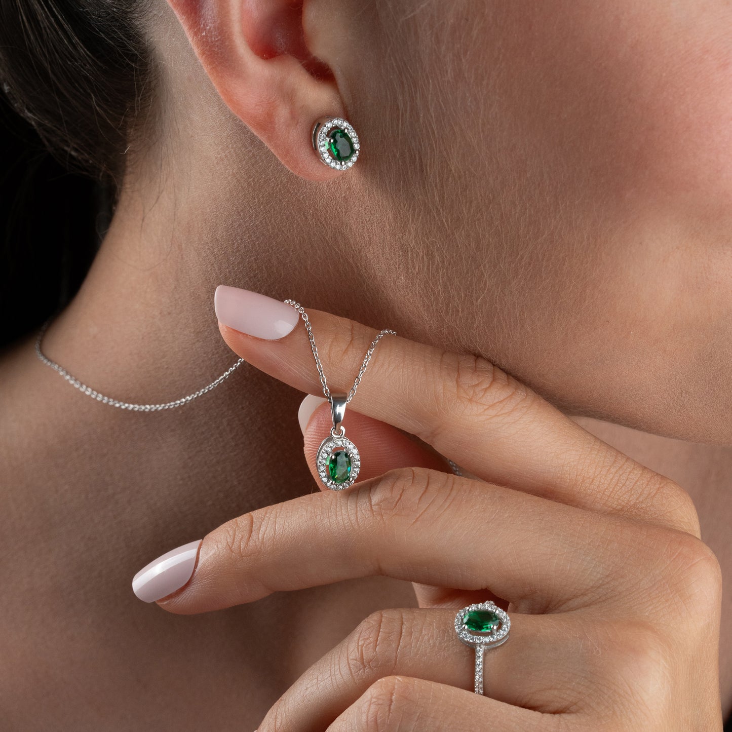 Emerald Aura Grünes Zirkonia Schmuckset | 925 Silber