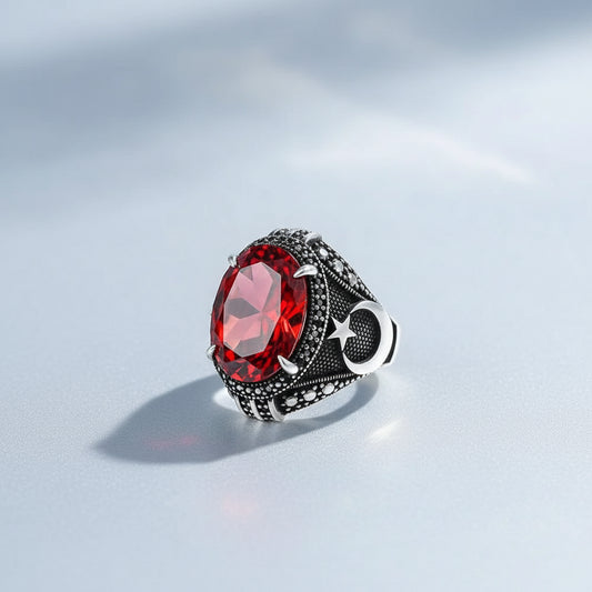 Anneau argenté de zircon Stone Moon Star Silver