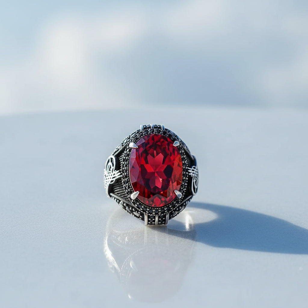 Zirkon Edelstein 925er Silber Ring Herren