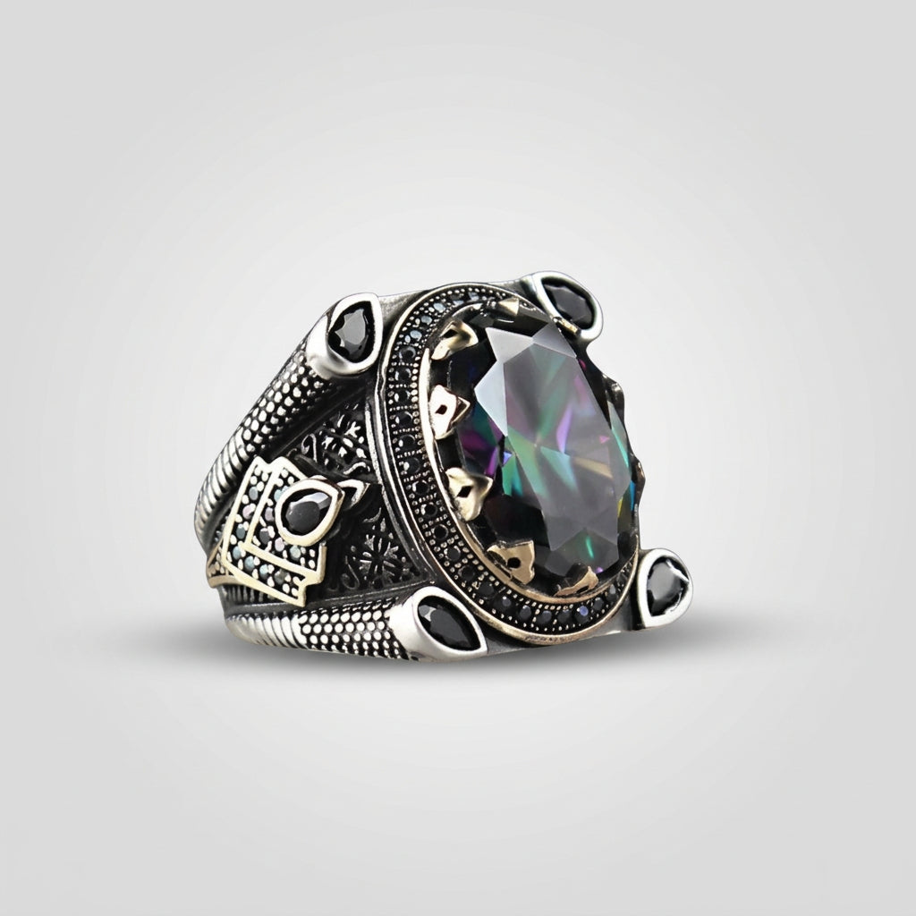 Mystic Topaz Erkek Yüzük | 925 Ayar Gümüş