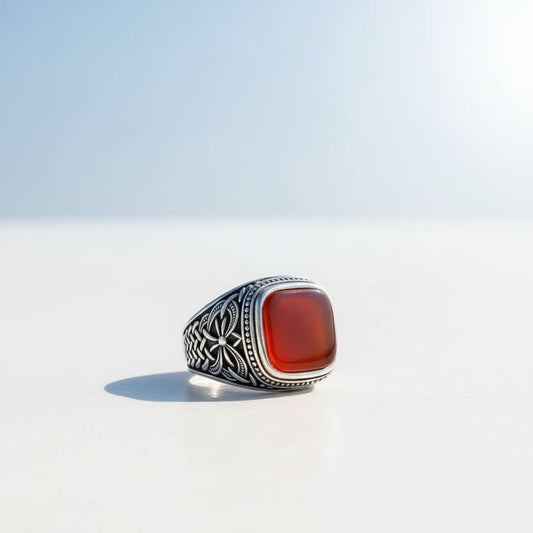 Agate Stone 925 Sterling Silver Men's Ring