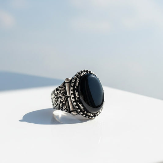 Oval Onix Taşlı 925 Ayar Gümüş Erkek Yüzük