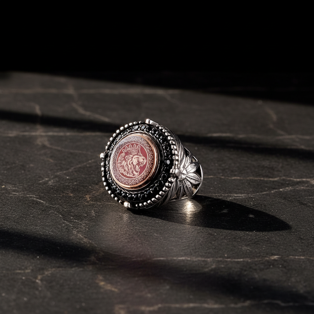 Herrenring mit gekröntem Löwen | 925 Sterling Silber