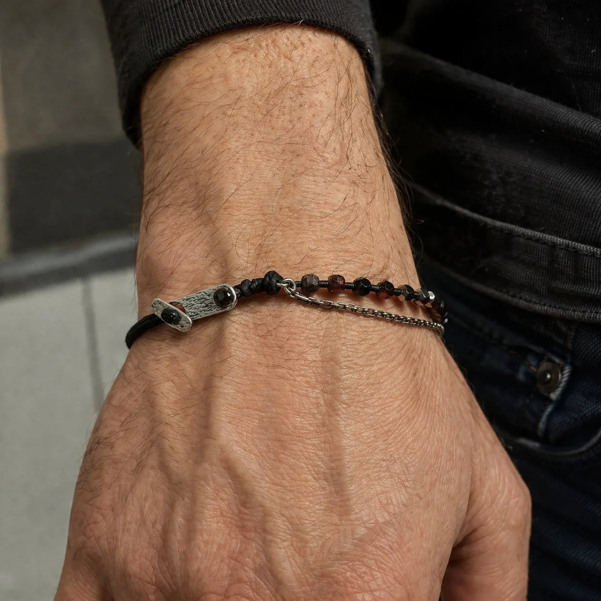 Granat Herrenarmband | 925 Sterling Silber