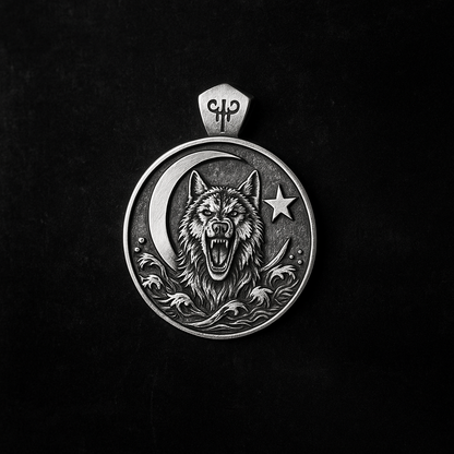 Ay Yıldız Bozkurt Gümüş Kolye