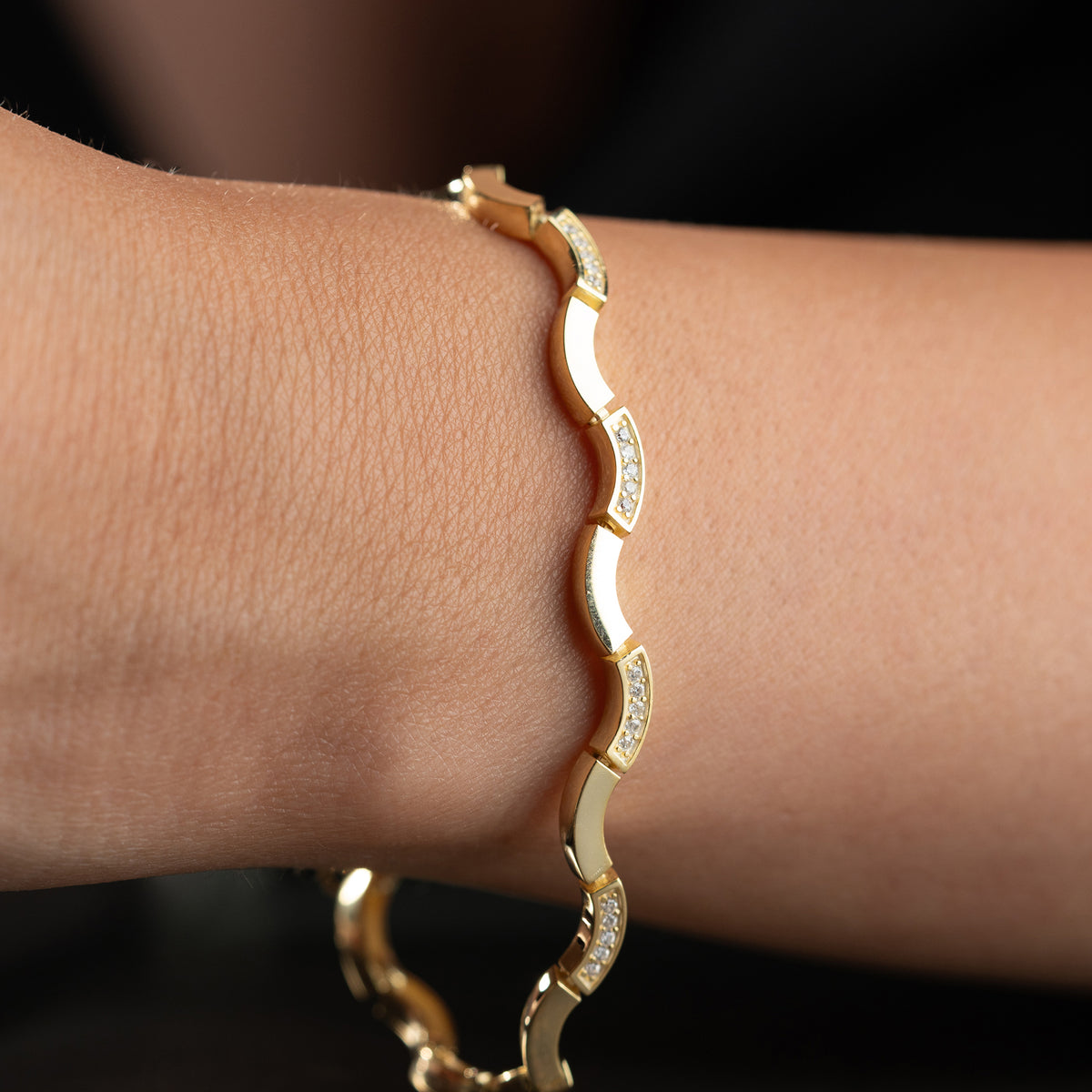 Ondine Bracelet Vague Zircon | Argent 925 Plaqué Or