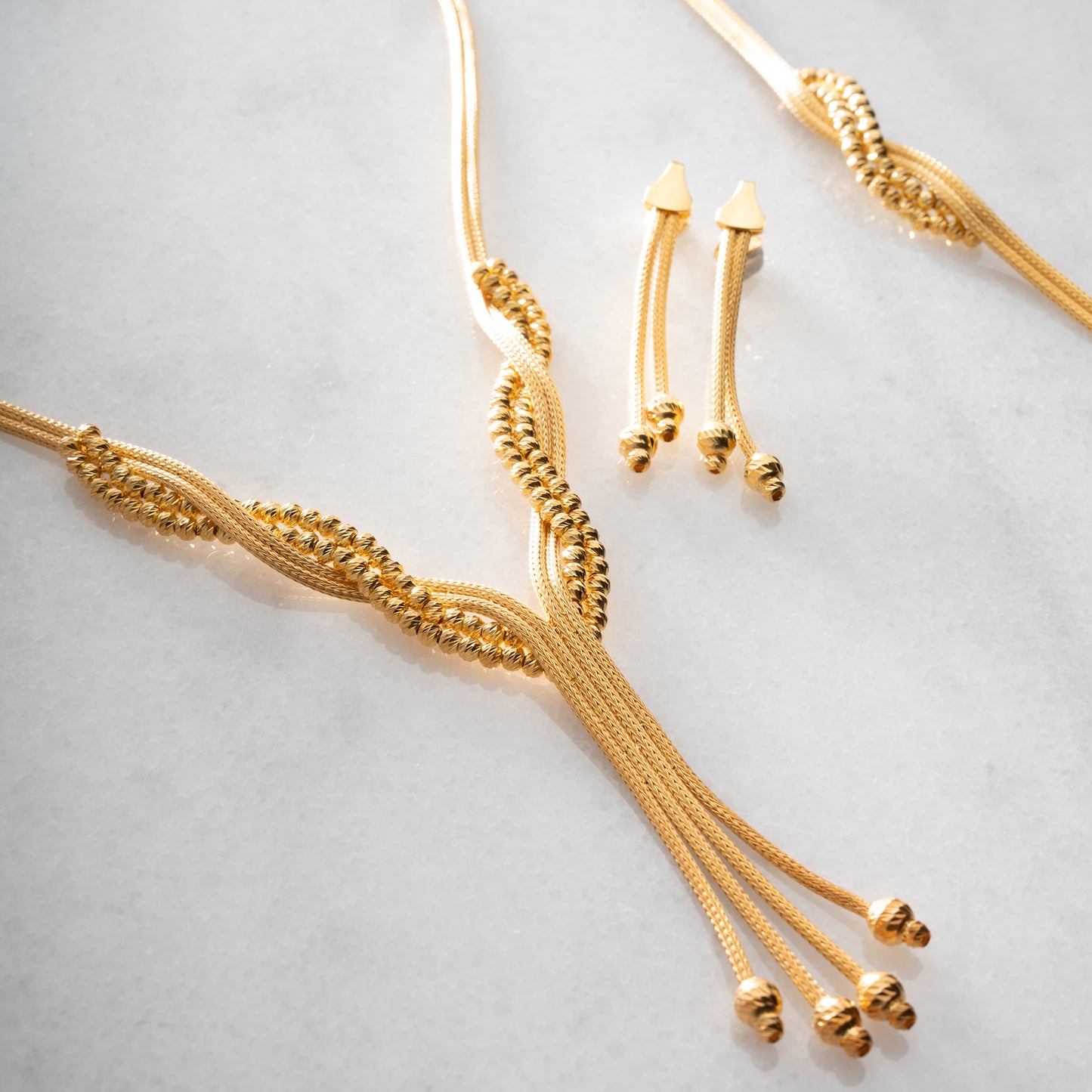 Golden Twist 925 Ayar Gümüş Örgü Takı Seti