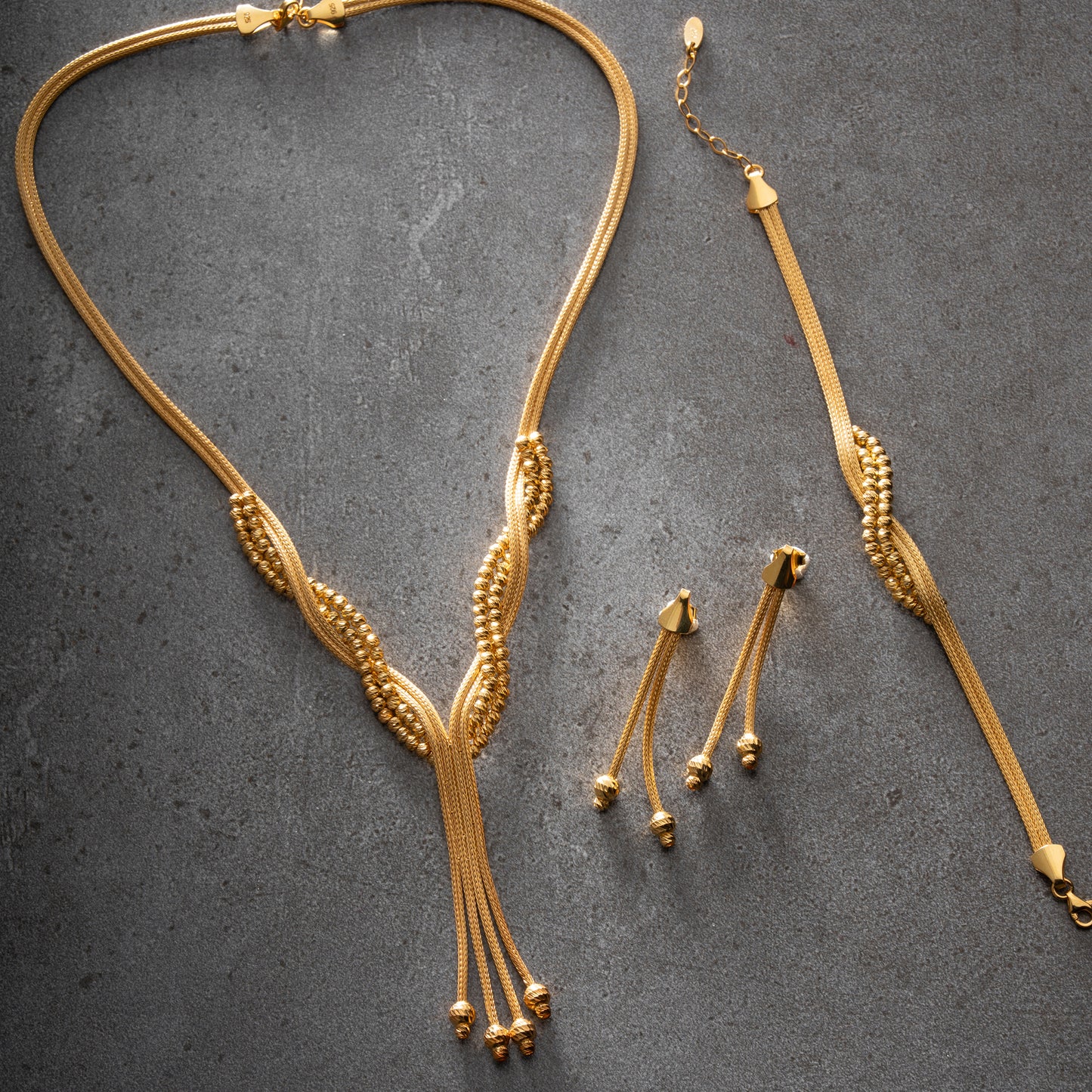 Golden Twist 925 Ayar Gümüş Örgü Takı Seti