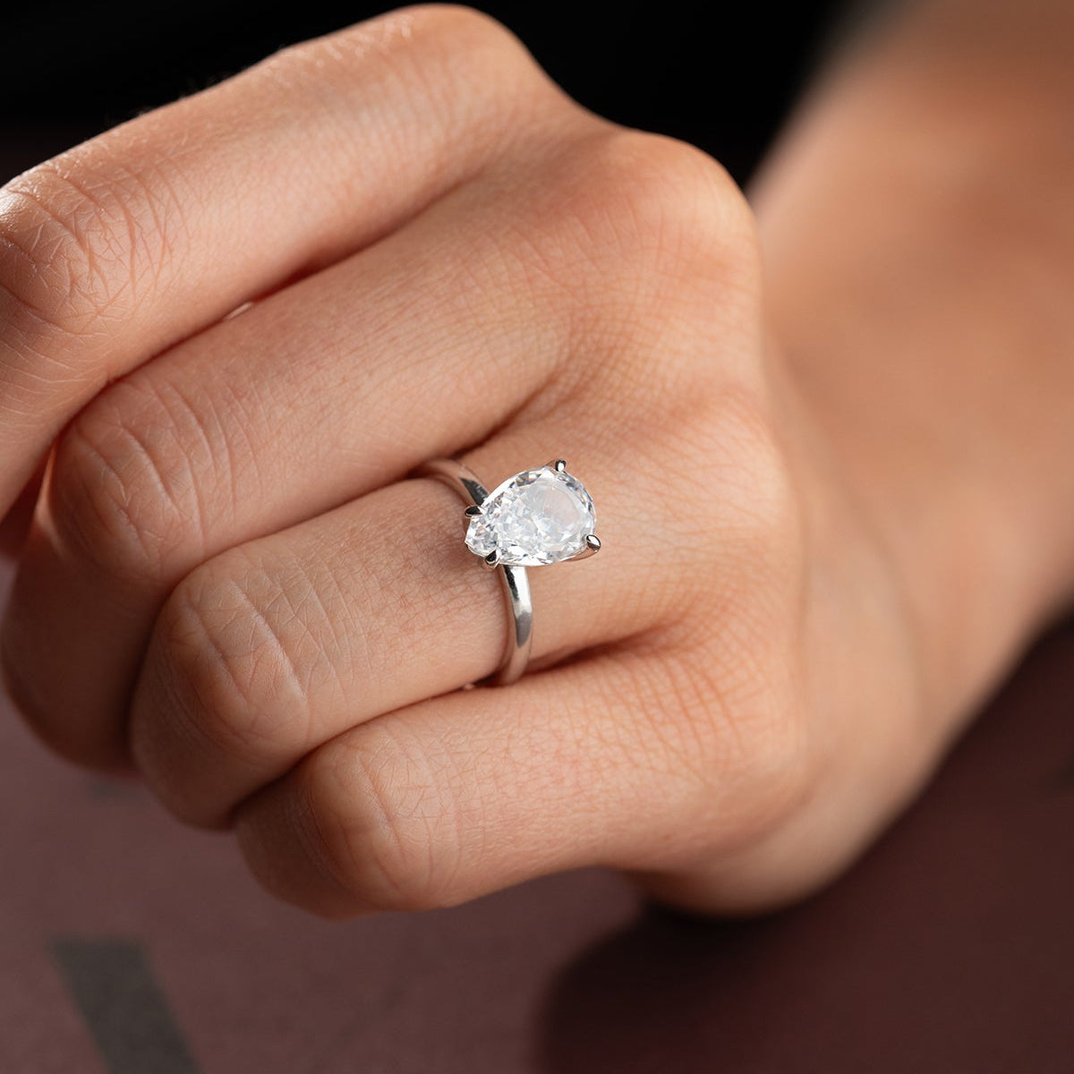925 Silber Ring mit Tropfenstein