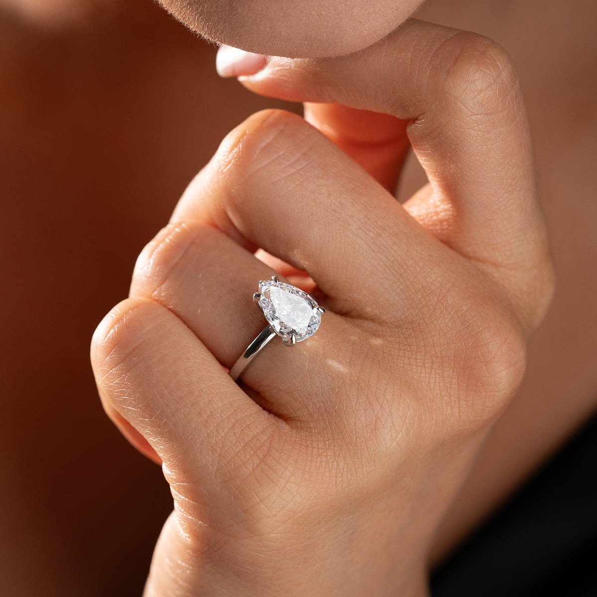 925 Silber Ring mit Tropfenstein