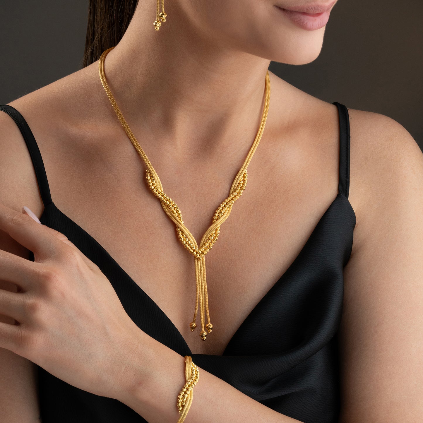 Golden Twist 925 Ayar Gümüş Örgü Takı Seti