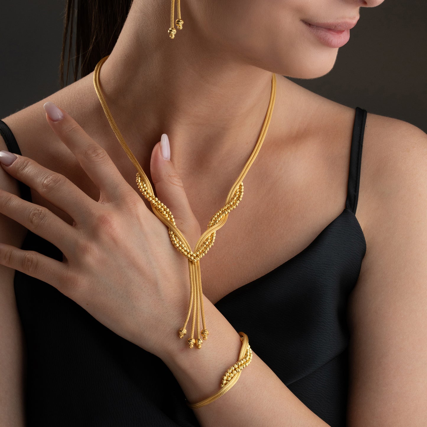 Golden Twist 925 Ayar Gümüş Örgü Takı Seti