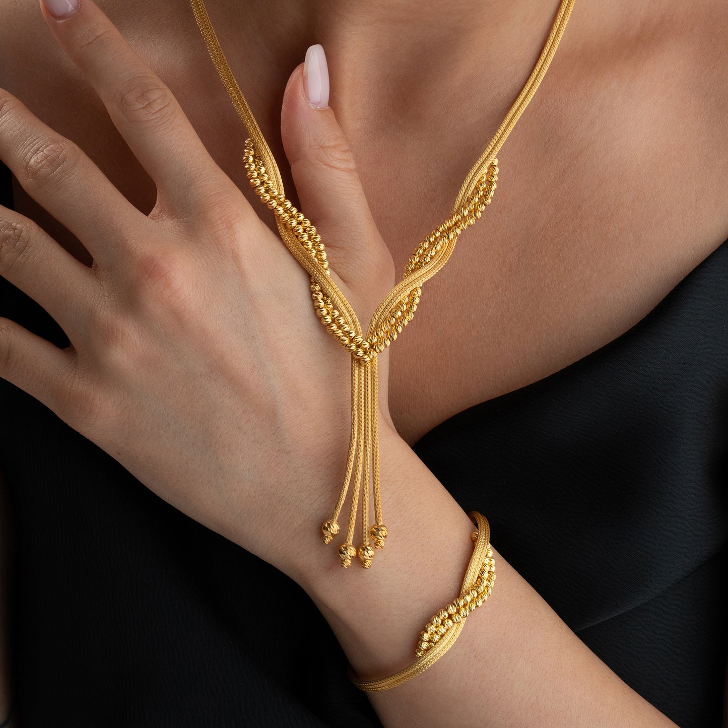 Golden Twist 925 Ayar Gümüş Örgü Takı Seti