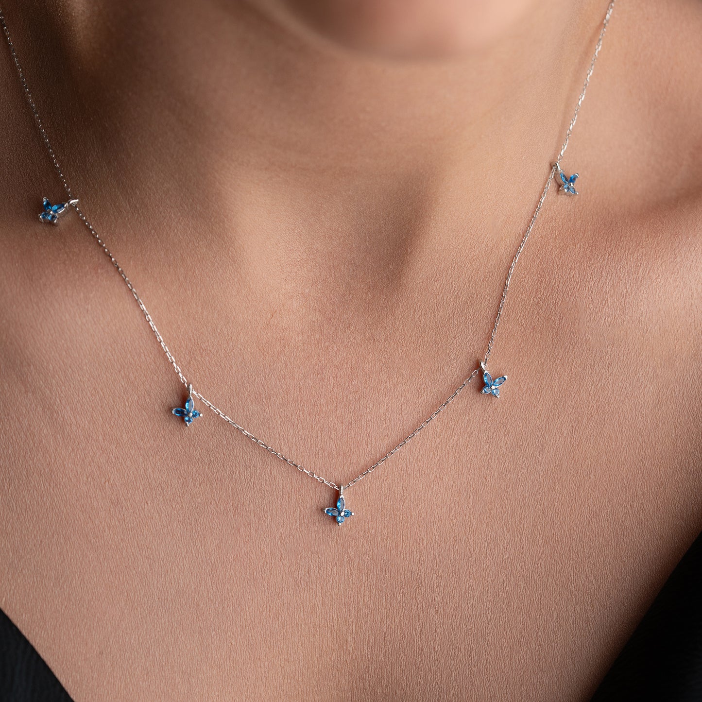 Blaue Schmetterling Halskette | 925 Silber