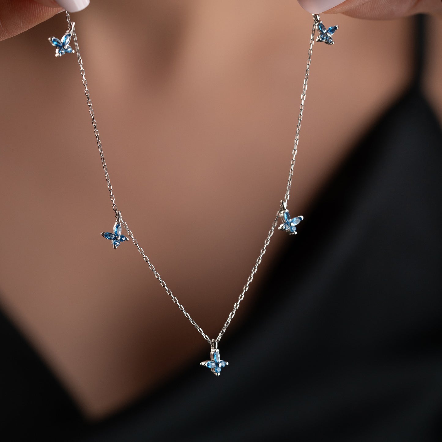 Blaue Schmetterling Halskette | 925 Silber