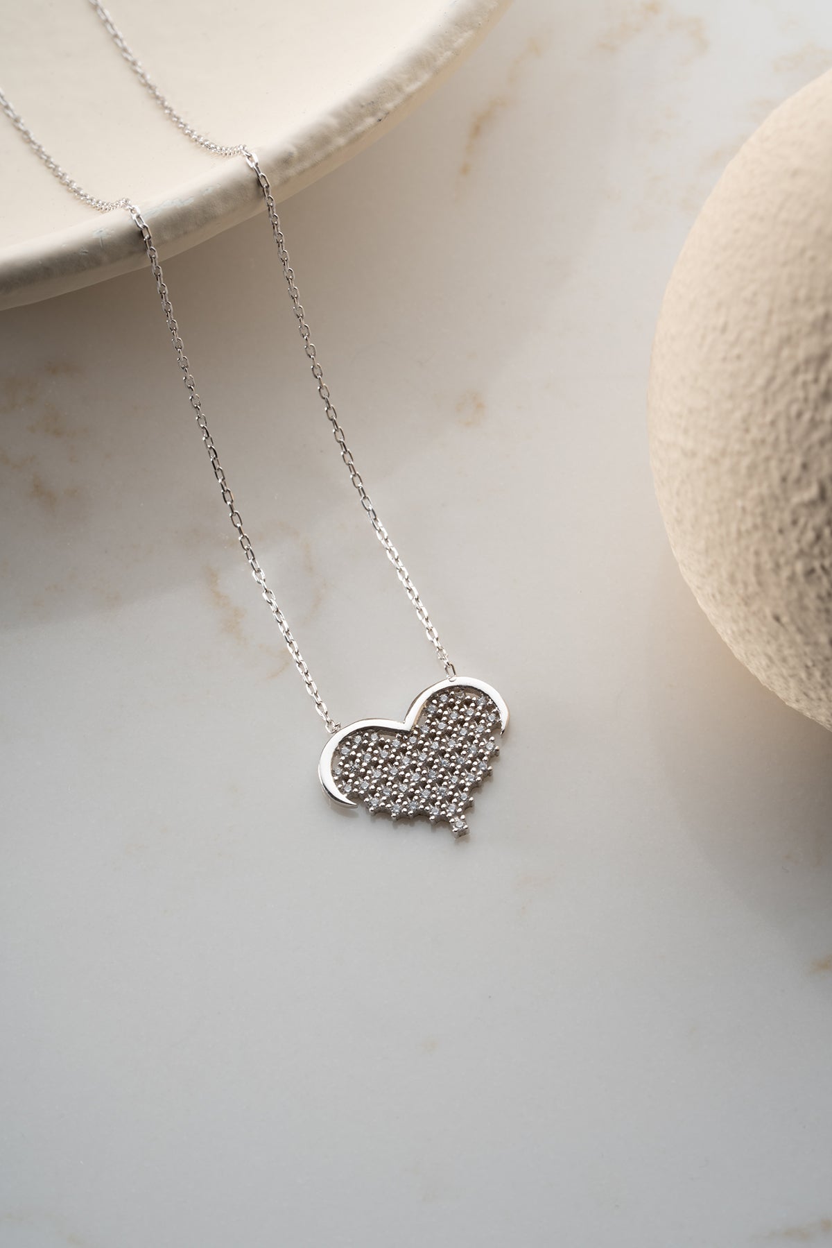 Sparkling Heart Necklace – 925 Sterling Silver