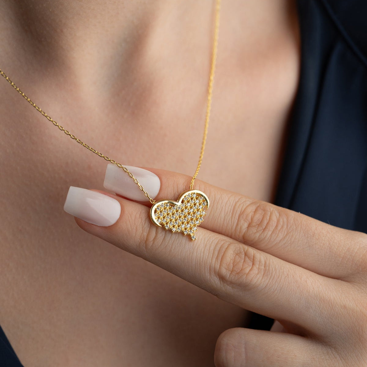 Sparkling Heart Necklace – 925 Sterling Silver