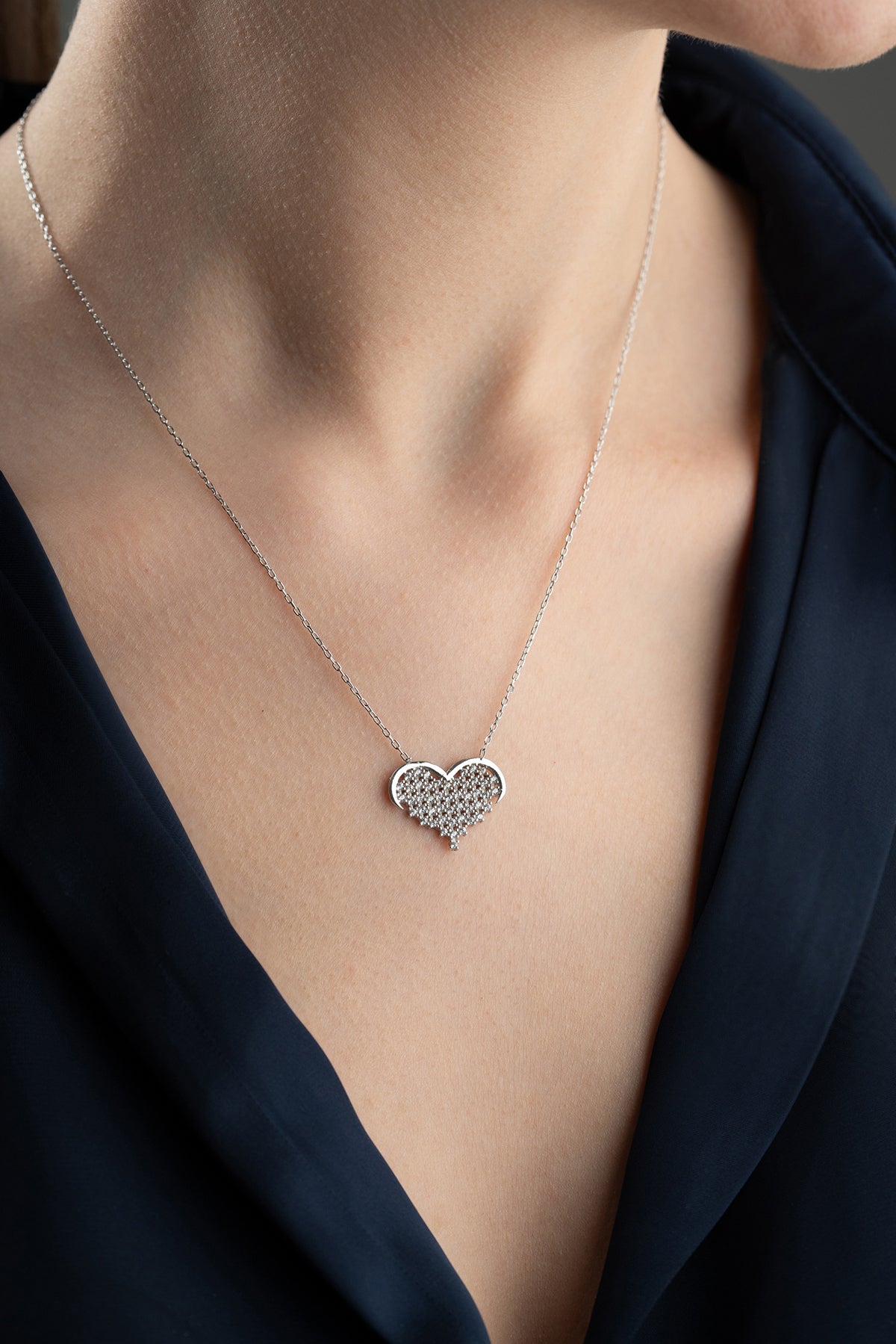 Sparkling Heart Necklace – 925 Sterling Silver