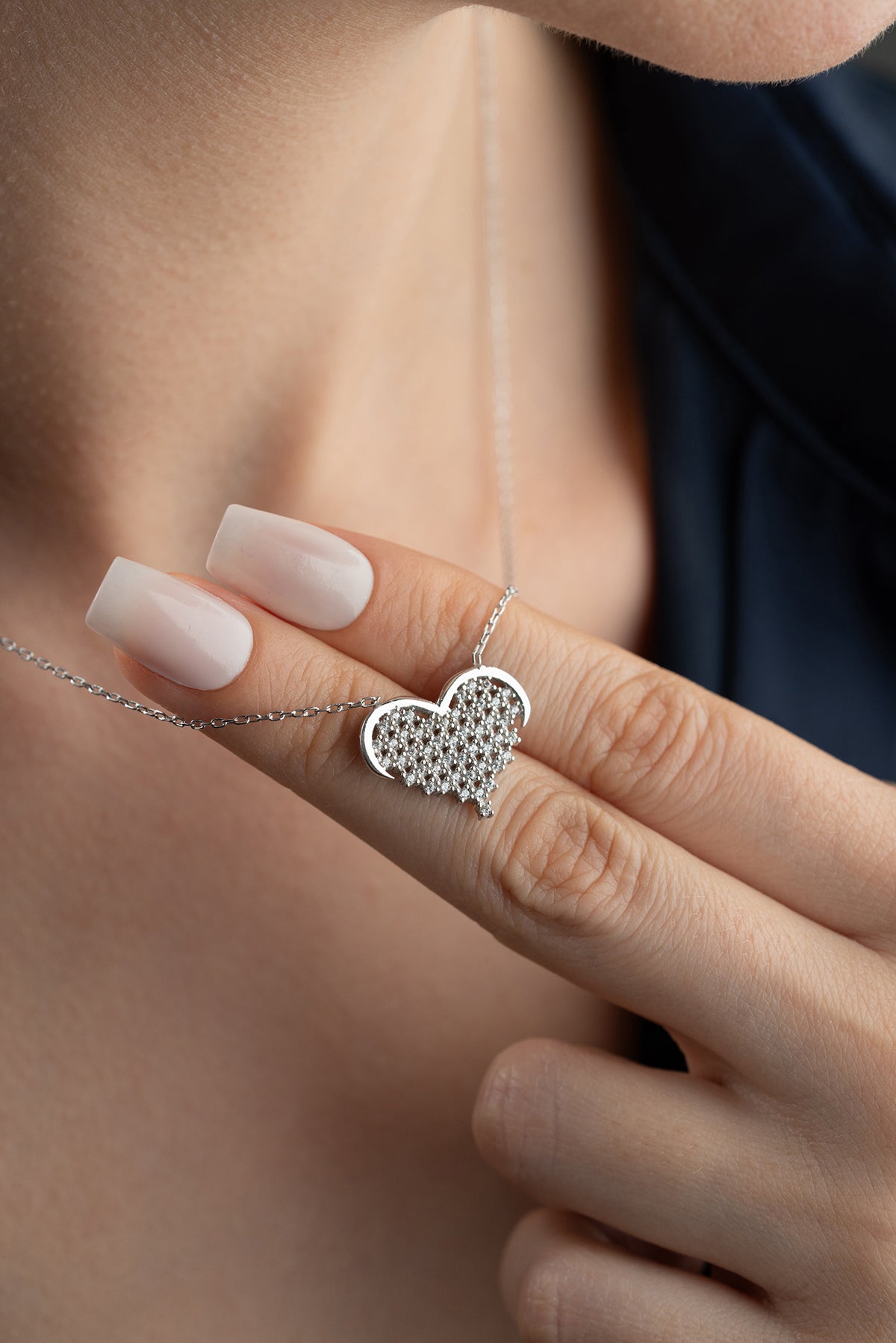 Sparkling Heart Necklace – 925 Sterling Silver
