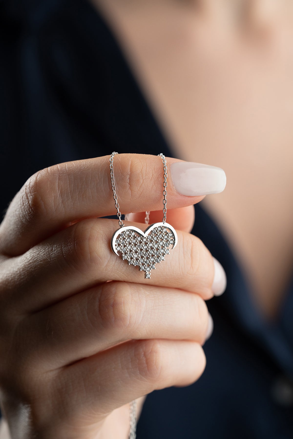 Sparkling Heart Necklace – 925 Sterling Silver