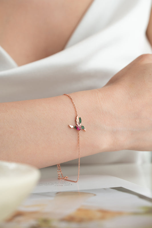 Arı Kuşu Bileklik – 925 Ayar Gümüş Rose