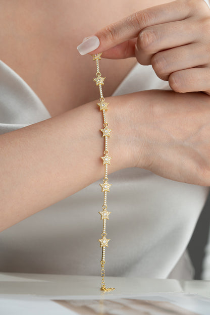 Yıldız Taşlı Bilezik – 925 Ayar Gümüş