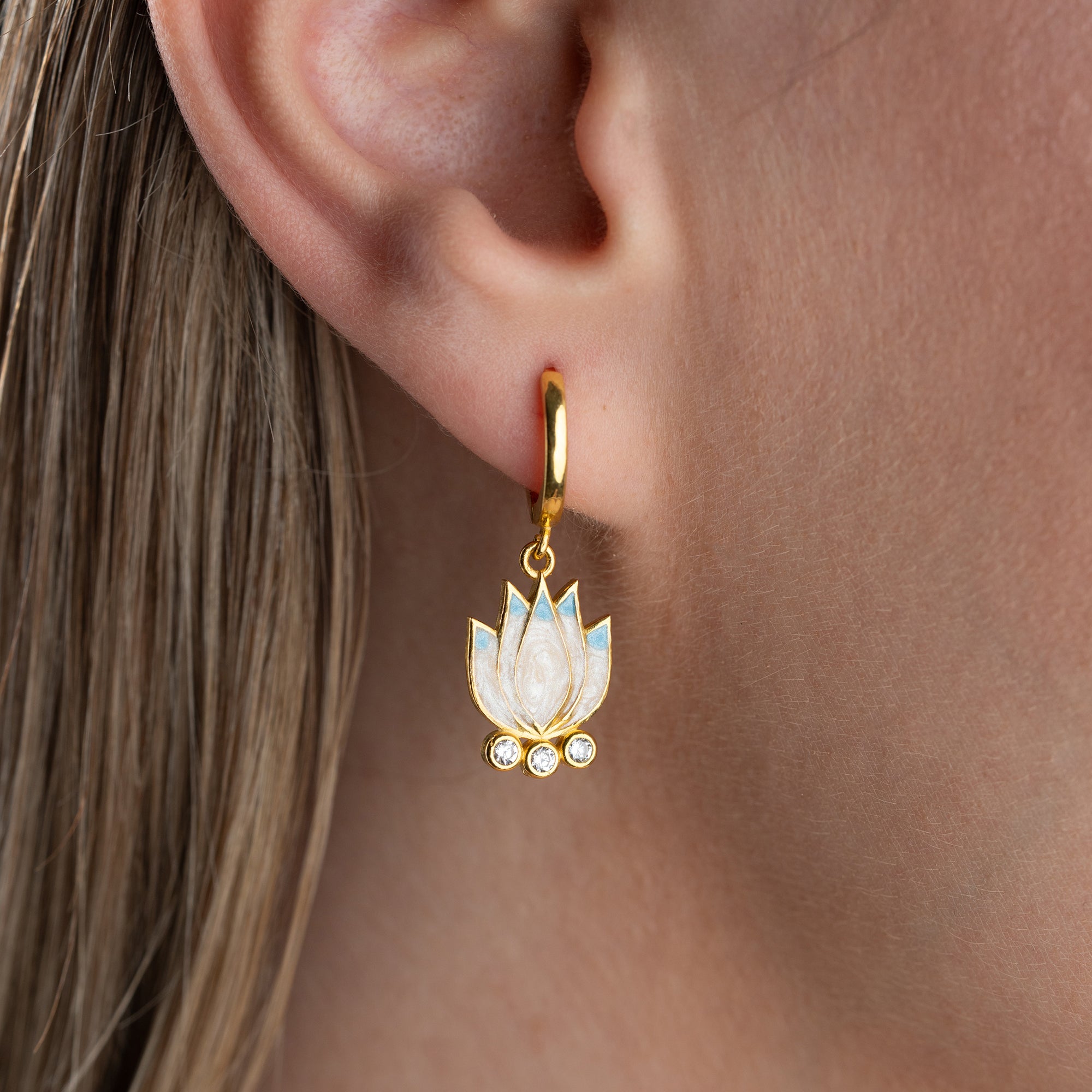 Lotus Çiçeği Küpe | 925 Ayar Gümüş