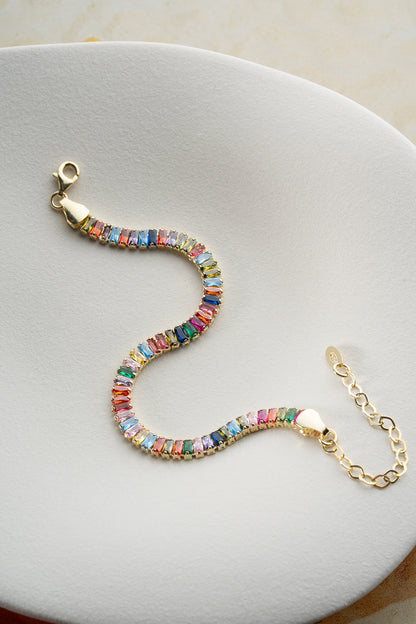 Renkli Taşlı Bileklik – 925 Ayar Gümüş