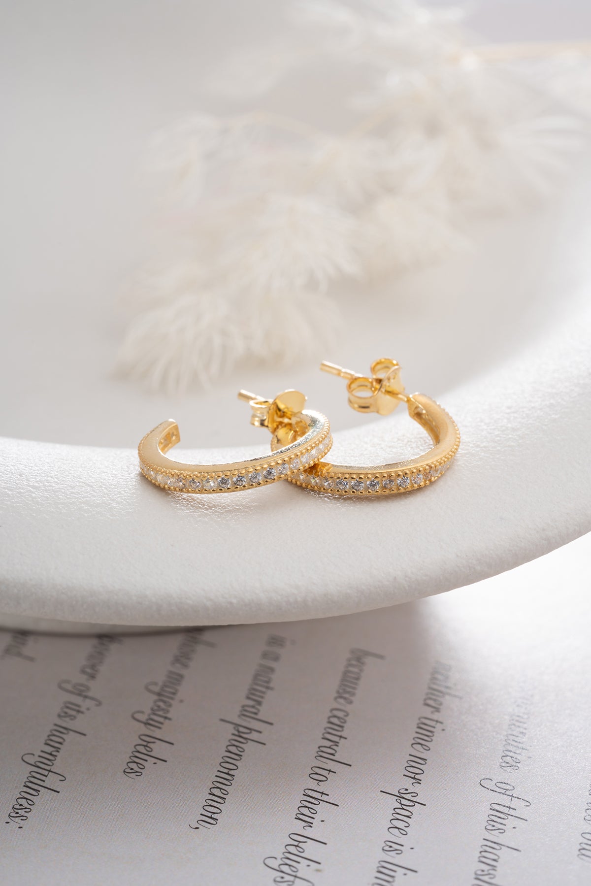 925 Sterling Silver Stone Hoop Earrings