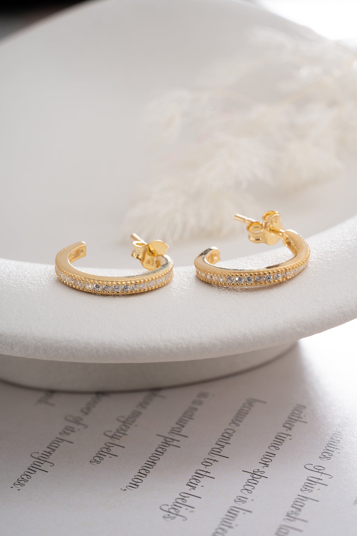 925 Sterling Silver Stone Hoop Earrings