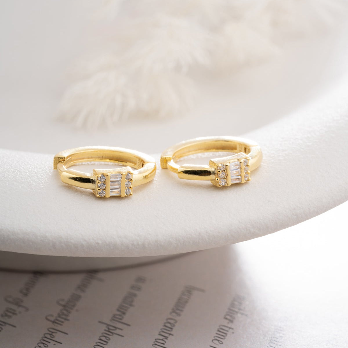 925 Sterling Silver Baguette Hoop Earring